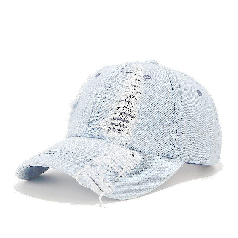 Men's Spring/Summer Ripped Denim Baseball Cap - European & American Fashion Duckbill Sun Hat