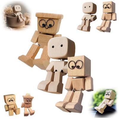 Yousheng 1/2/3 Stück Schüttelnder Holzmann Figur Handgefertigt Schüttelnde Füße Holzpuppe Auto Armaturenbrett Desktop Dekoration Ornament