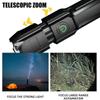Telescopic Zoom Tactical Flashlights Rechargeable LED Torch 4 Lighting Modes Long-Range Waterproof Camping Fishing Flashlight