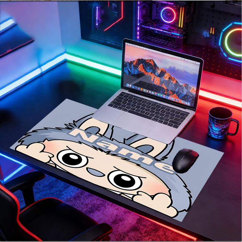 Custom Name Personalized Labubu Pattern Mousepad, Laptop PC Desk Mat, Decorative Desk Mat for Home Keyboard Pad Gift