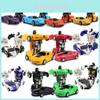 Cool 2in1 Deformation Robot Car Toy W/inertia Boys Xmas Gift