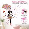 Umbrella Girl and Butterfly Wall Decals, Decorative Stickers for Living Room Bedroom