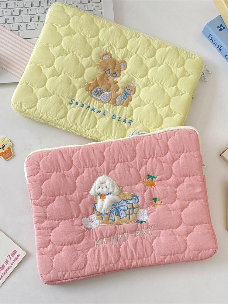 Soft Cloud Cartoon Embroidered iPad/Tablet Bag, 13/14 Inch Laptop Storage