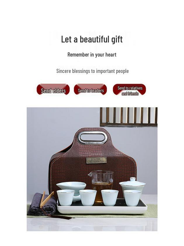 Chaxun Qingbai Porcelain Portable Gaiwan Tea Set