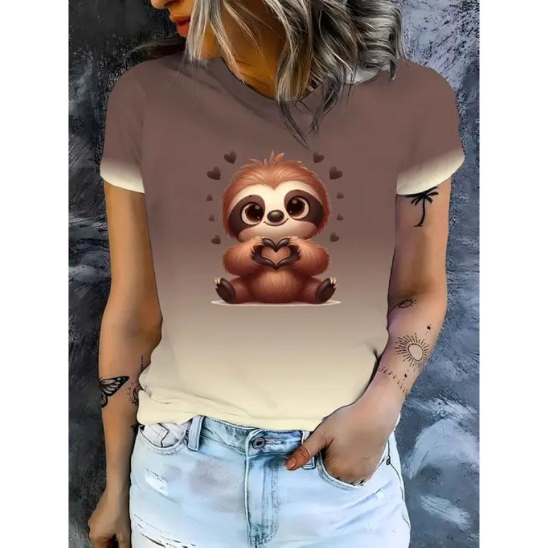 Women's Casual Top Fashion Animal Print Short Sleeve Crew Neck Pullover T-Shirts Women’s