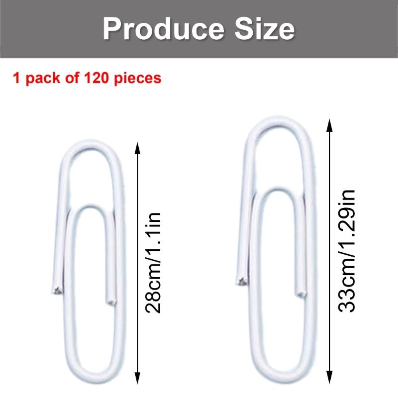 120 Pcs 28mm 33mm Paper Clips Plastic Clips Letter Clips Colorful Paper Clips Office Clips School Office Supplies