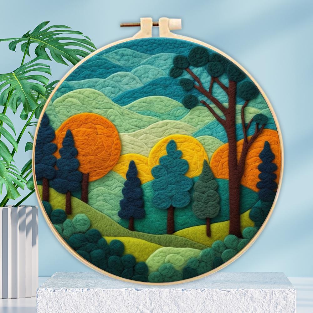 CHENISTORY Tree Of Life Needle Felting Kit Wool Felting Handmade Natural Scenery Felt Needle Set Accessories Wool Paintings Gift