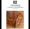 Men's Retro Genuine Leather Waist Key Holder: Large Capacity Cowhide Bucket Bag with Multifunctional Zipper Pouch.