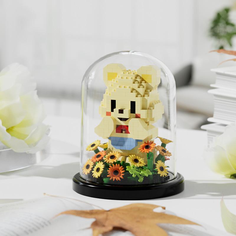 Simulated Flower Building Blocks, Sunflowers, Roses, Succulent Potted Plants, Eternal Building Blocks, Flower Bouquets, and Children's Toys