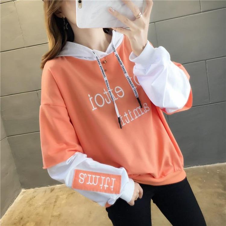 

Korean Style Women Oversized Cotton Sweatshirt Casual Winter Letter Embroidery Tops Modis Harajuku Hoodie Female XXL помаранчевий
