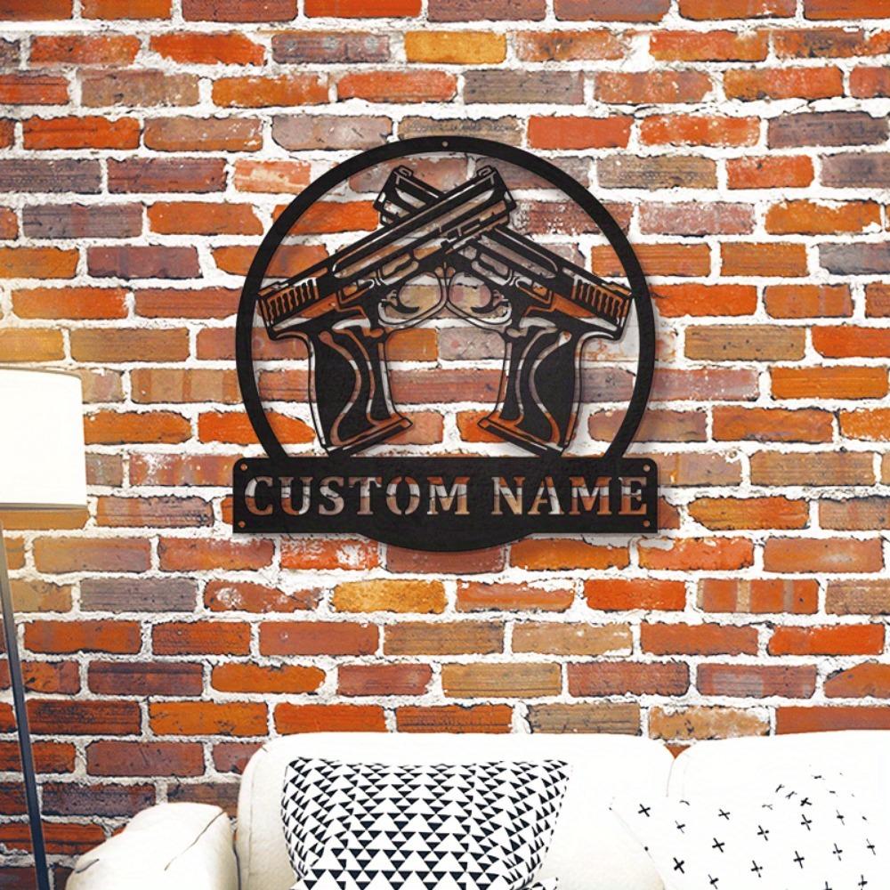 Custom 45 Caliber Pistol Metal Wall Art, Personalized Gun Decor, Modern Hanging Accent.