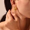 Qiong Yao Fashion 18K Gold-Plated Circle Line Ear Studs - Niche Design, Light Luxury Stainless Steel for Women
