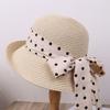 Polka Dot Ribbon Straw Hat Female Travel Beach Hat Summer Large Edge Sunscreen Sun Hat French Edge Sun Hat