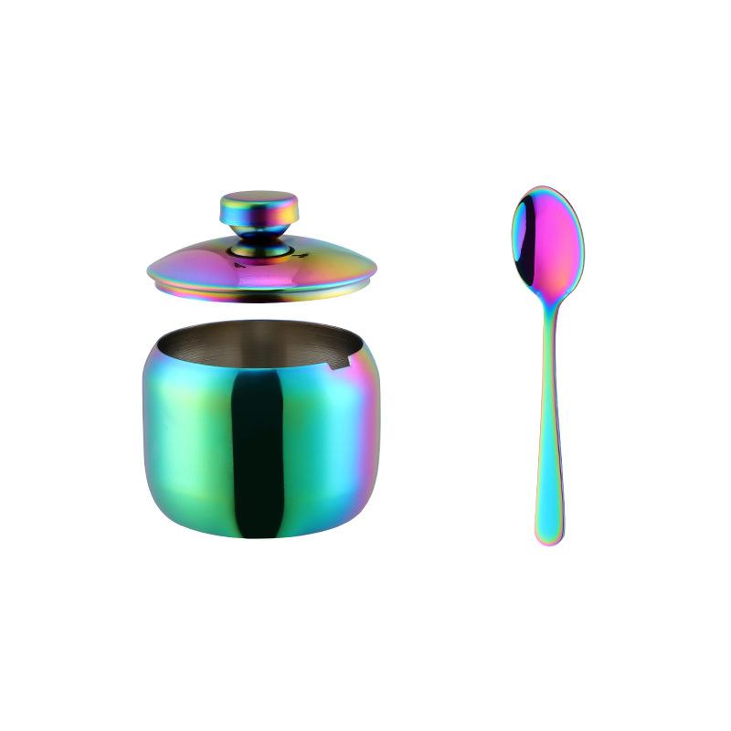 stainless steel seasoning jar Seasoning Jars Korean Style Condiment Pot Spice Container with Lid Salt Organizer Kitchen Tools