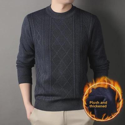 Pánský trendy volný pulovr s kulatým výstřihem, podzim/zima, plus sametový zesílený pro volný čas