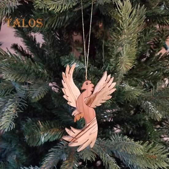 Weihnachtsschmuck in Tierform mit Umhängeband, Hirsch, Eule, Fuchs, handgeschnitzt, aus Holz, Weihnachtsbaum, Heimdekoration