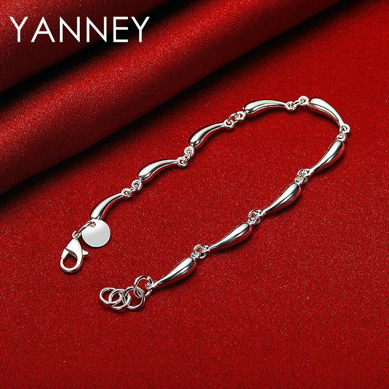 925 Sterling Silver 8-inch Exquisite Teardrop Bracelet for Women, Fashionable Wedding Accessories, Party Jewelry