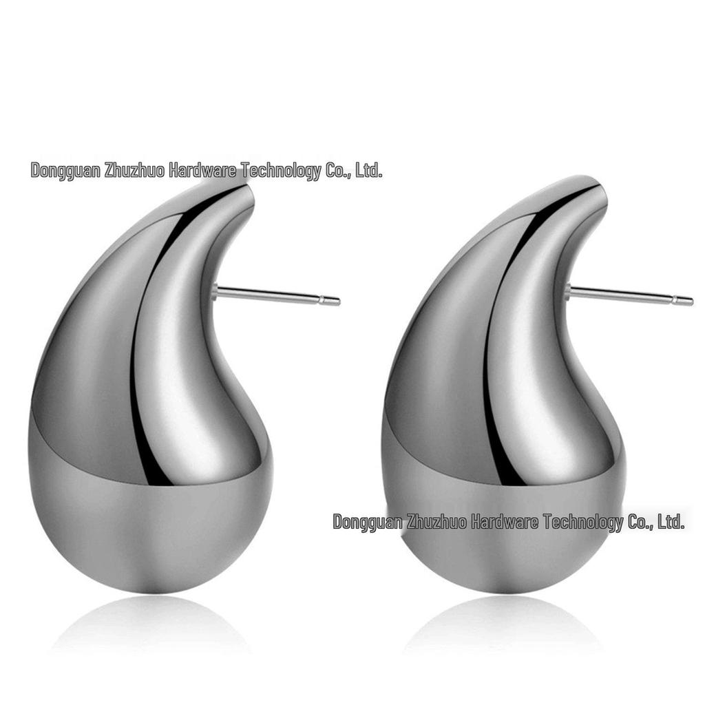 2023 Trendy Stainless Steel Water Drop Earrings - Smooth, Stylish Studs for a Cool, Spicy Look