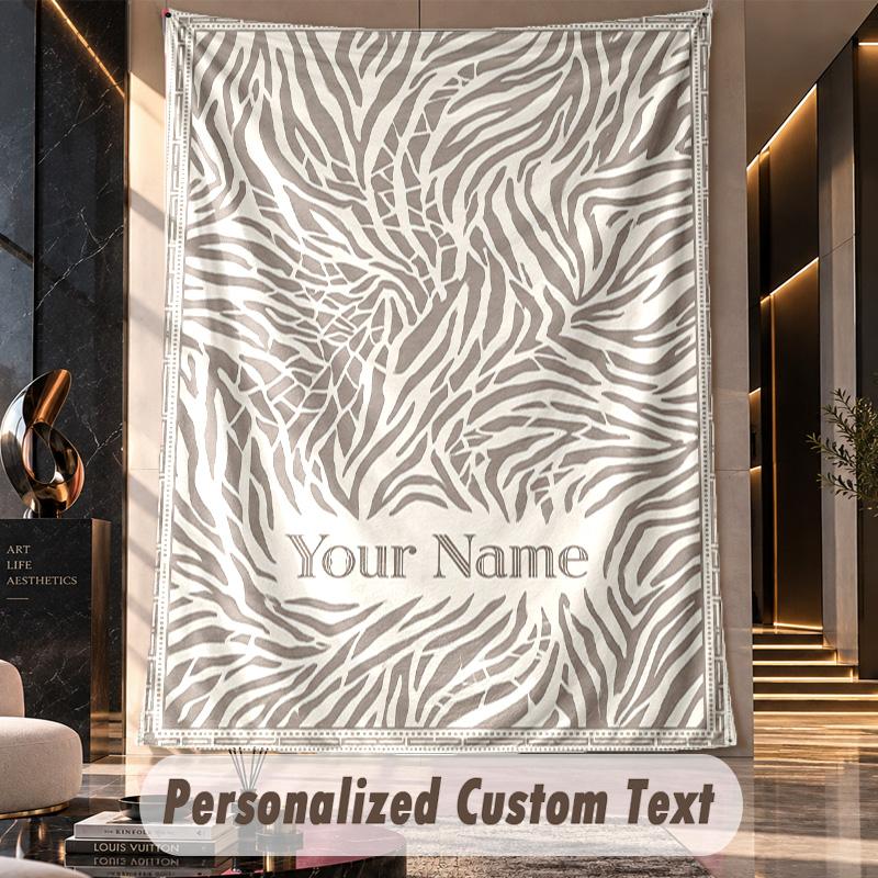 Abstract Animal Print Theme Wall Tapestry Customized With Name Text Personalized Hanging Tapestry For Bedroom Living Room Decor