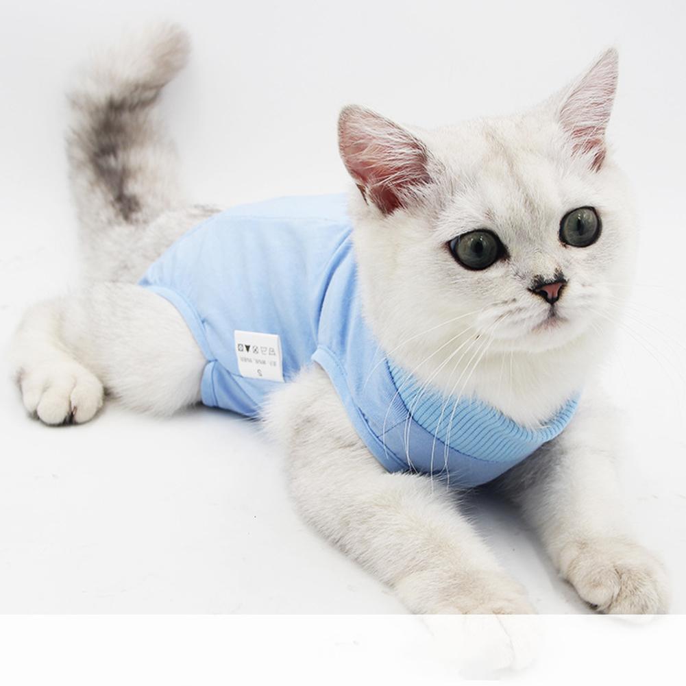 

Pet Cat Surgery Suit High Elastic Breathable Anti-licking Anti-scratch Weaning Clothes Pet Supplies blue L (bust 38-46, 4-7kg)#1