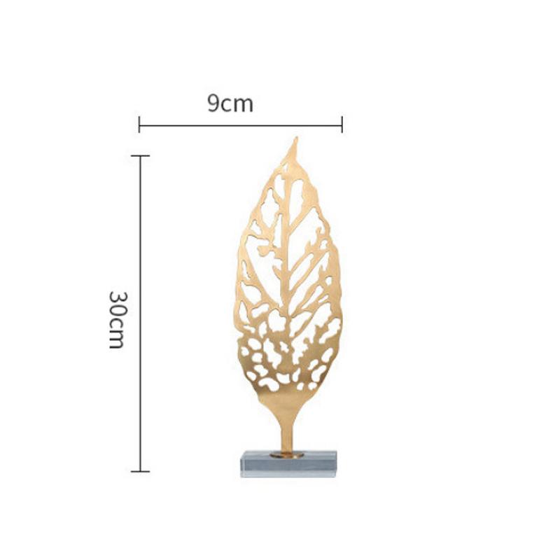 

Golden Hollowed Out Leaves Metal Handicrafts Glass Base Ornaments Desk Decoration Creative Leaf Sculpture Room Aesthetics Decor