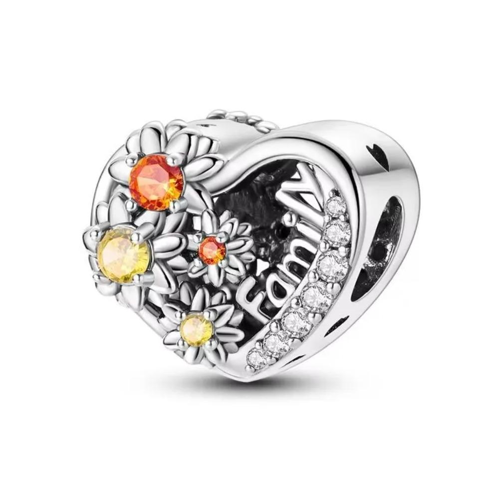 925 Silver Charm Family Tree Sunflower House Pendant DIY Bracelet Jewelry Gift for Women Fashion Trendy