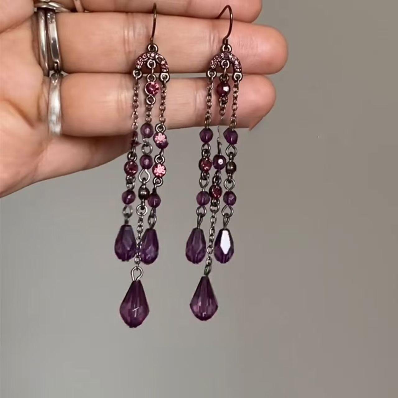 

Ретро сережки зі скла з китицями та стразами в китайському стилі: Висококласний дизайн, розкішний темперамент