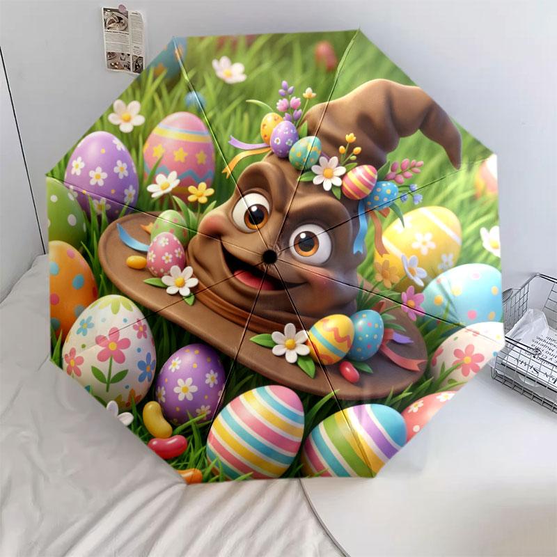 Волшебный зонт с узором «Пасхальное яйцо», 1 шт., автоматический складной зонт, портативный дорожный зонт, уличный зонт, подарок на день рождения