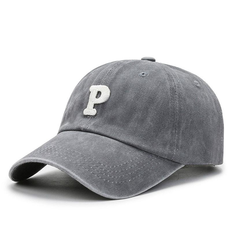 New Version of High-quality Patch P Letter Baseball Cap Spring and Autumn Versatile Cap Curved Brim Washing Cap Sun Protection Cap