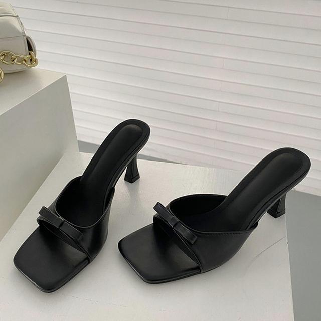 High Quality Solid Leather Women Gladiator Heels Slippers Summer Sandals Outdoor Fashion Open Toe Butterfly -Knot Shoes Flip Flop