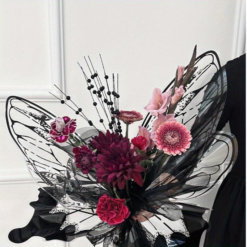 20Sets/40Sheets of Floral Wrapping Paper with Crystal Butterfly Patterns,Waterproof DIY Materials for Valentine'S Day flower box