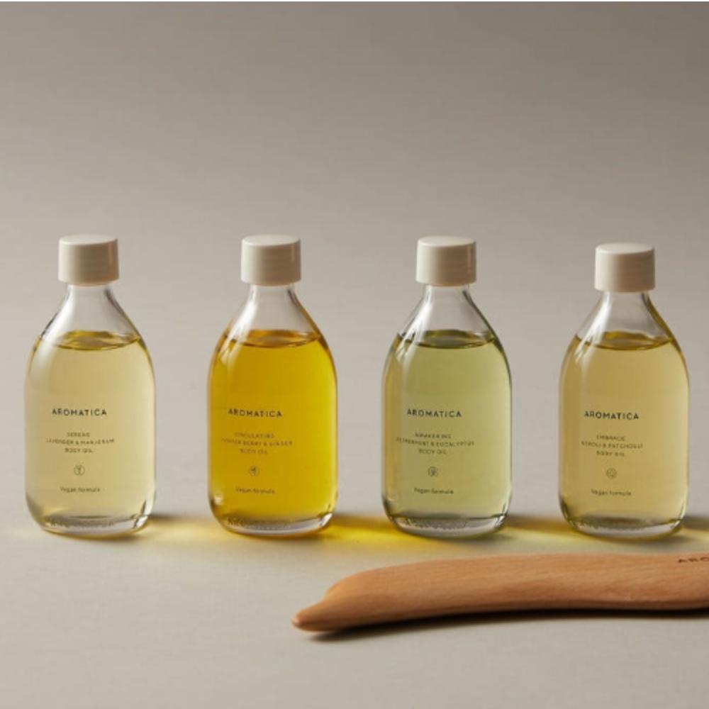 AROMATICA Serene Body Oil 100ml & Dolphin Body Gua Sha Massage Set Ritual Gift Body Care