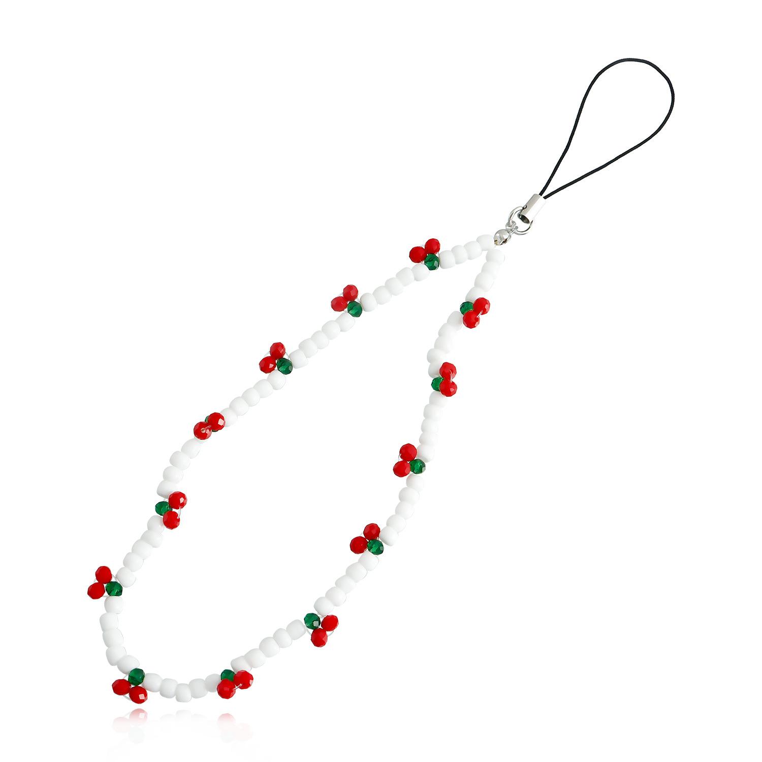 

2026 Trendy Mobile Strap Phone Charm Cherry Beaded Phone Chain Jewelry For Women Anti-Lost Lanyard Gift Keychain Wholesales