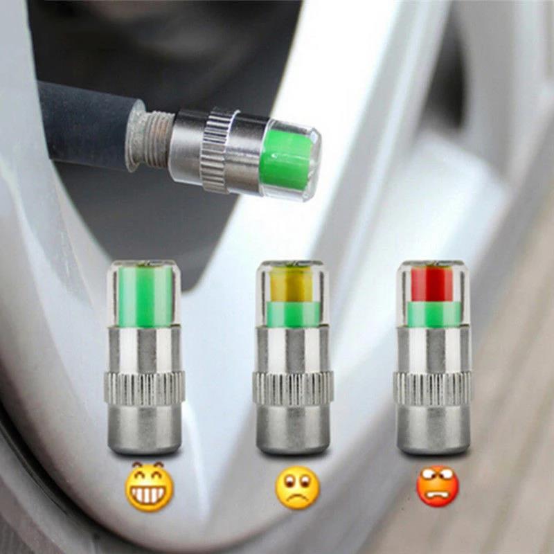 2/4pcs Car Tire Pressure Indicator Tire Pressure Gauge Indicator Alert Monitoring Valve Cap Sensor External Valve Detection Stem Caps1