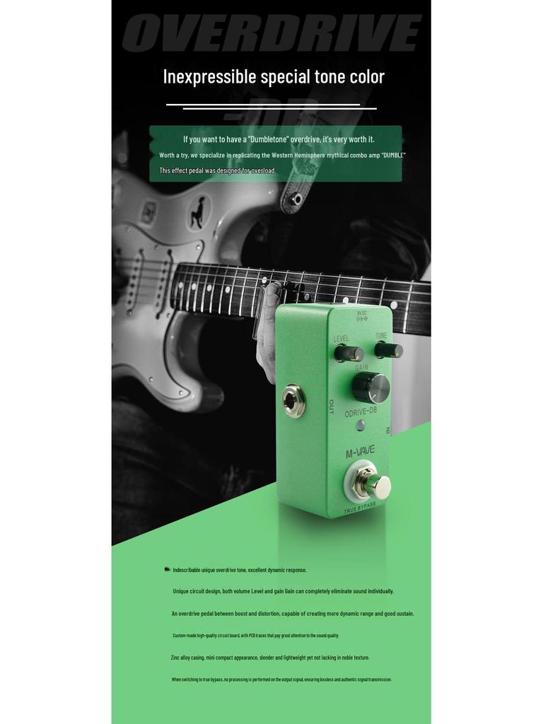 Single Overdrive Guitar Effects Pedal - OVERDRIVE-DB for Electric Guitars