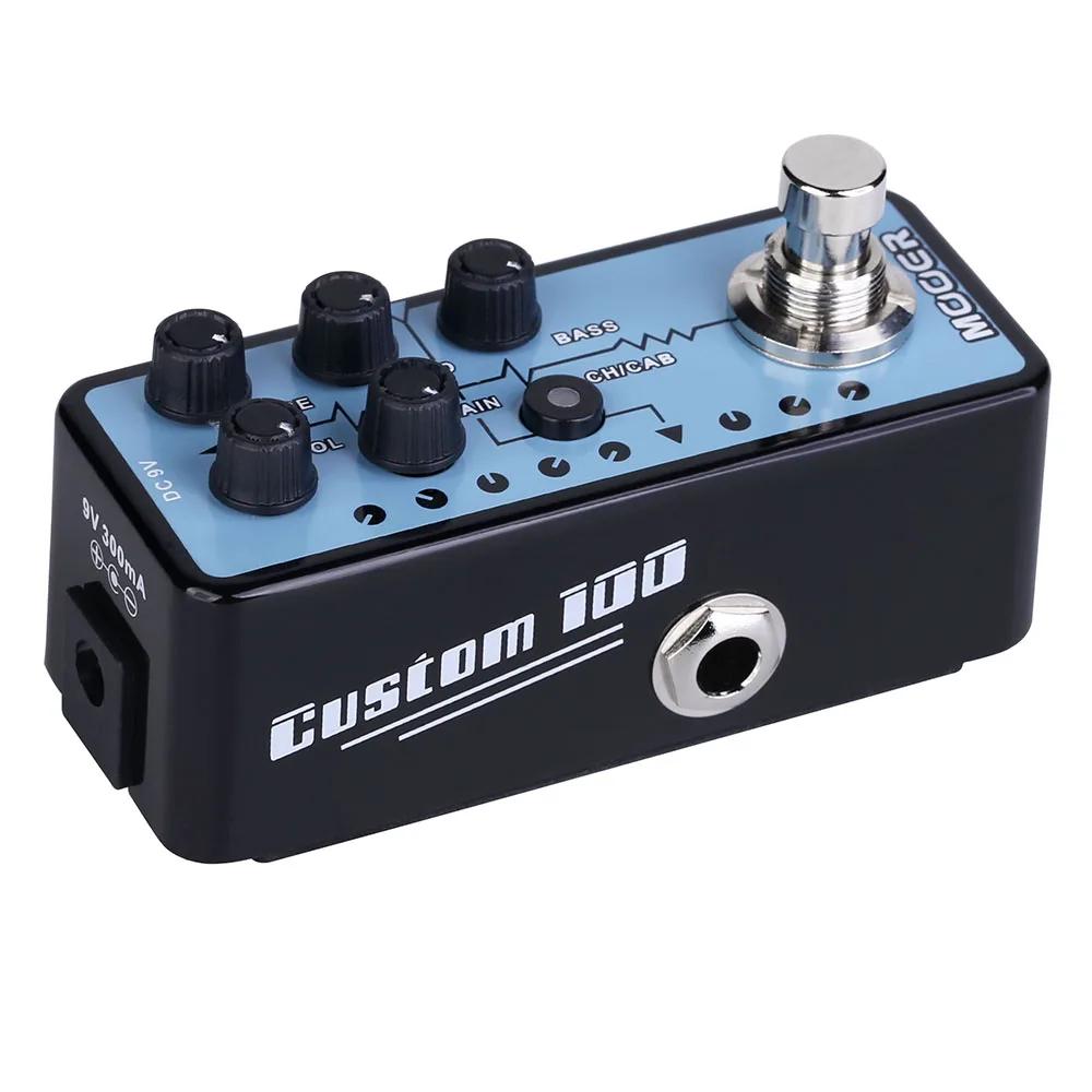 MOOER 018 Custom 100 Guitar Effect Pedal Digital Preamp Cabinet Simulation Dual Channels 3-Band EQ & Gain Electric Guitar Pedal