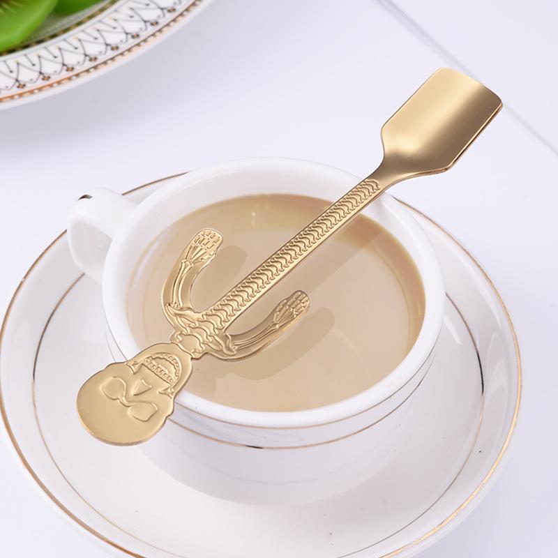 Creative 304 Stainless Steel Bone Skull Spoon Halloween Hanging Cup Spoon Coffee Spoon Kitchen Accessories