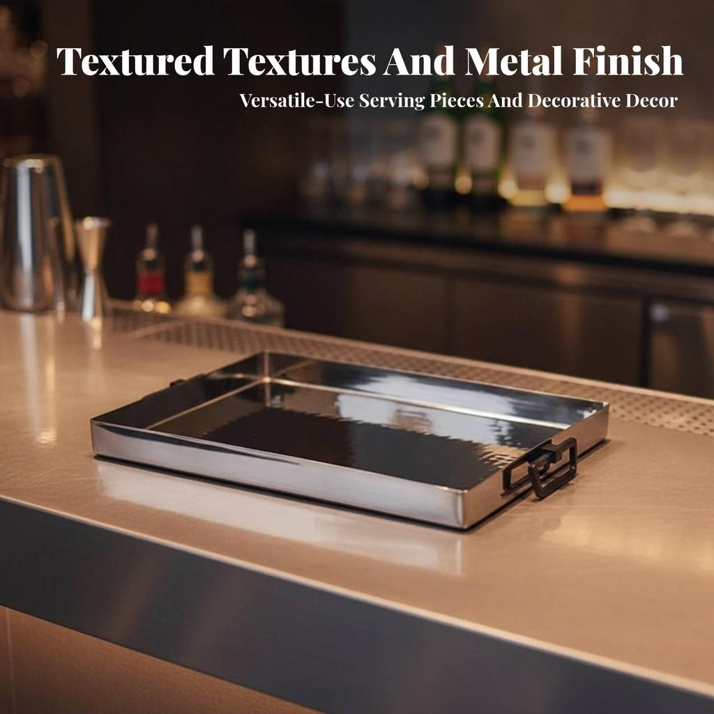 Metal Serving Tray with Handles Elegant Versatile