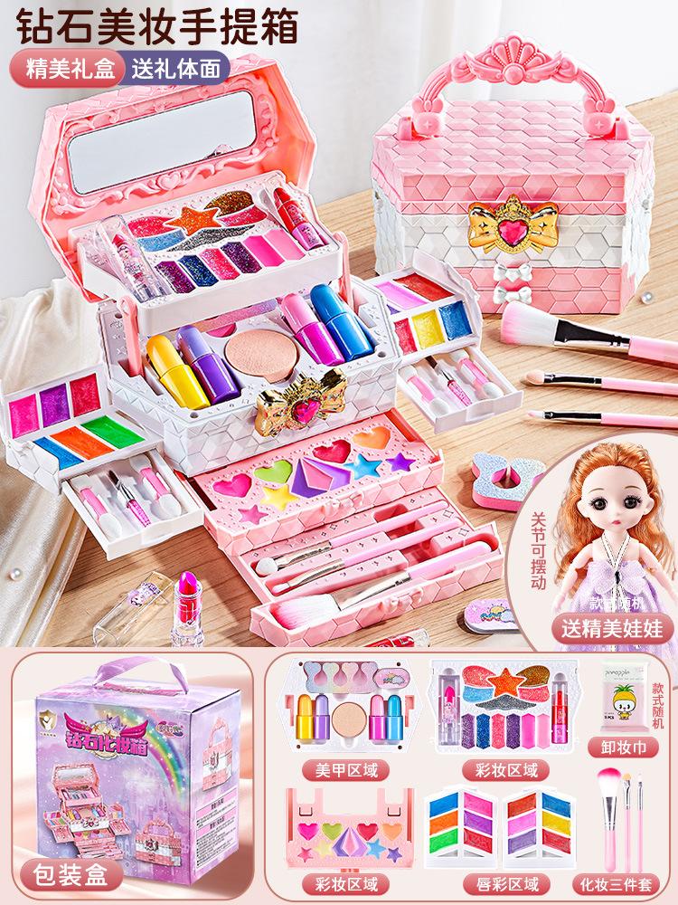 Kinderen wasbare make-up meisjes speelgoed - Kinderen make-up kit voor meisjes, echte make-up set, kleine meisjes make-up kit voor peuters kinderen pr