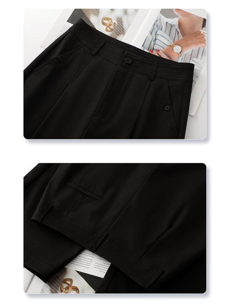 Apricot Women's Wide-Leg High-Waist Pants - Spring 2025 Slimming Straight-Leg Versatile Style