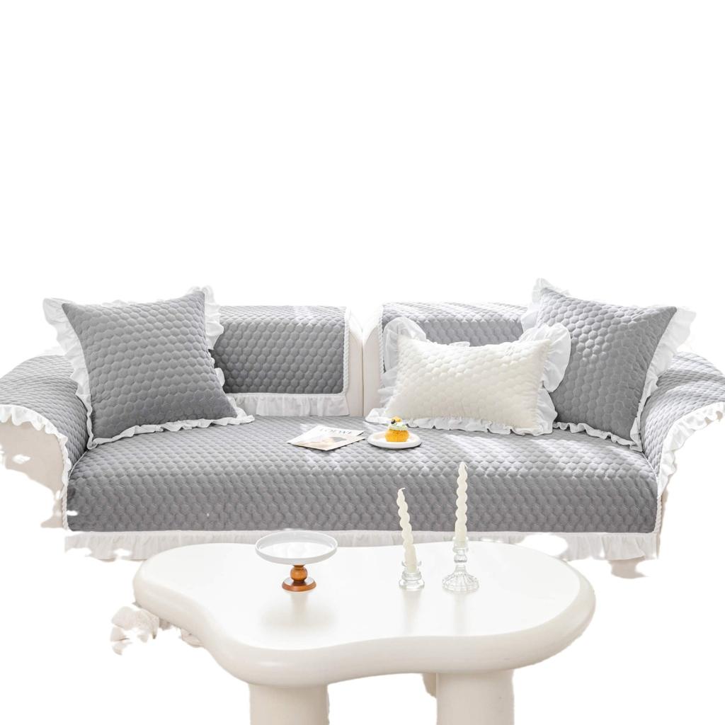 French Cream Sofa Cushion Thickened Universal Non-Slip Cover Soft Towel Fabric for All Seasons Comfortable Home Decor