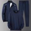 Men's Autumn-Winter Three-Piece Set: Cardigan Hoodie, Loose Sweatpants, Trendy Long-Sleeve Round Neck Top