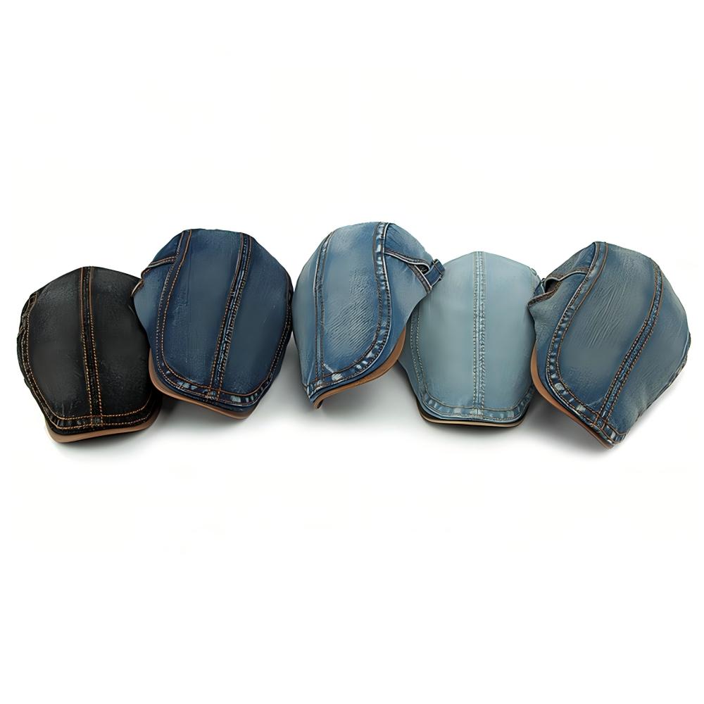 Gewaschene Denim-Baskenmütze Vintage Britische Schirmmütze Unisex Retro Lässige Vorwärtskappe Für Männer Frauen Tägliche Straßenmode Passende Kopfbedeckung