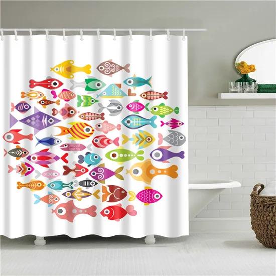 Cartoon Animals Deer Zebra Butterfly Pattern Bathroom Shower Curtains Fabric Waterproof Polyester Bath Curtains with 12 Hooks