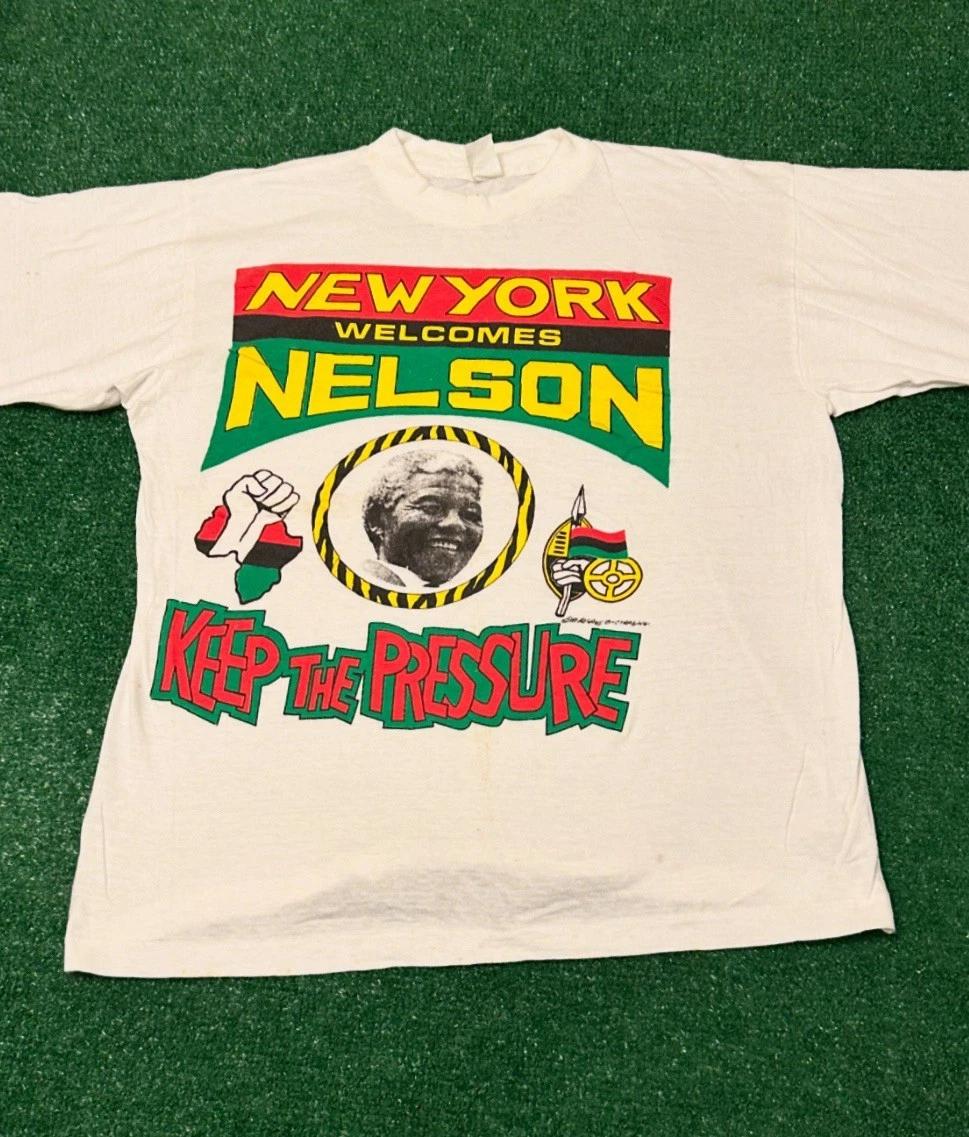 

Vintage 90s New York Welcomes Nelson Mandela Pressure VTG Shirt Mens Size Small S