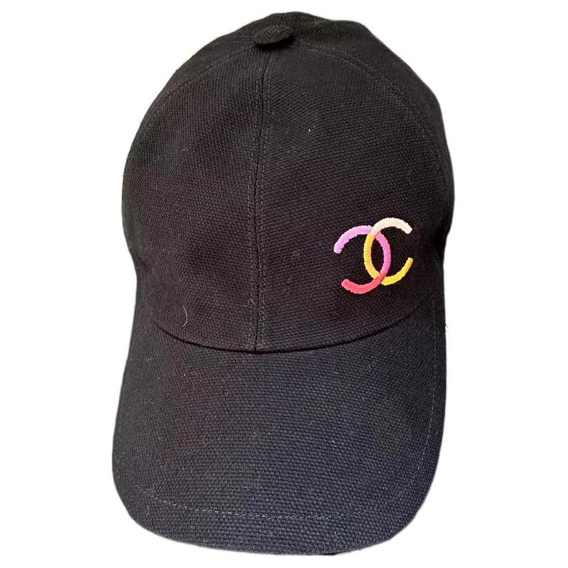 

CHANEL solid color design cotton peaked cap women s black чорний