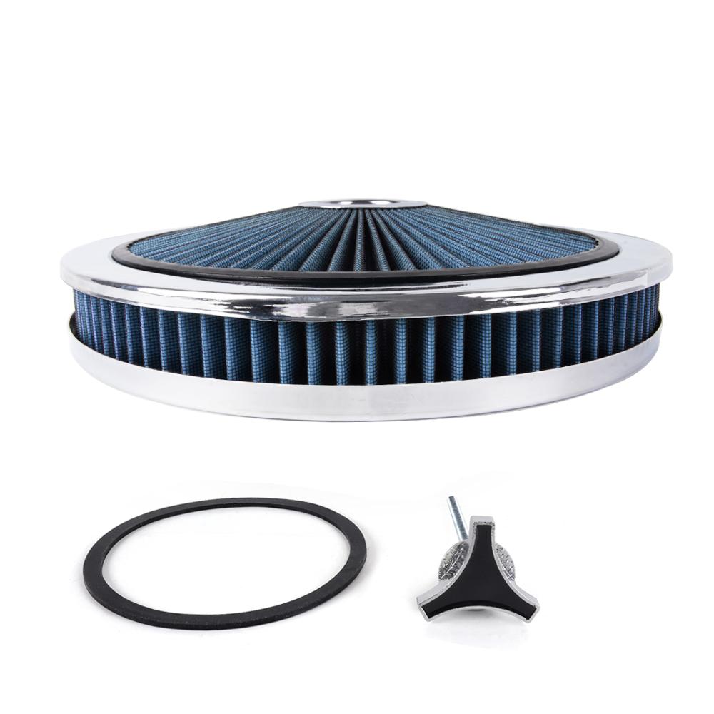 RASTP- Universal Air Cleaner Filter 14" Wide 2" Tall With Super Flow Thru Lid Washable Round 5-1/8-inch Neck Flange OFI178