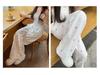 White Floral Yamamoto Women's Slim Straight Wide-Leg Bow Pants - 2025 Summer Collection.
