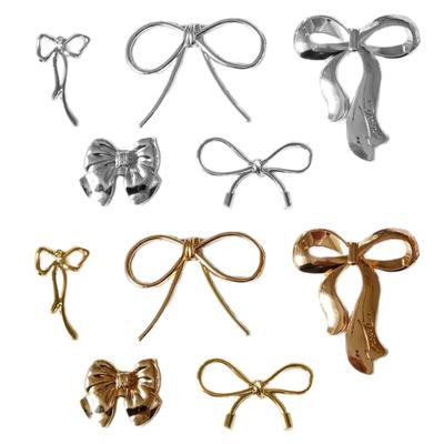 Elegant Gold/Silver Bowknot Adornment Stylish Craft Accessory Metal Butterfly Knots for DIY Crafts and Phone Decoration