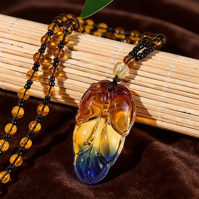 Imitation Glass Pendant Chinese Style Versatile Necklace Crystal Sweater Chain